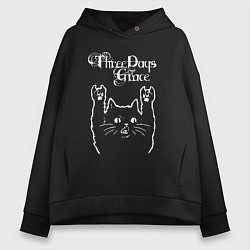 Женское худи оверсайз Three Days Grace Рок кот