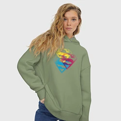 Толстовка оверсайз женская Лого Супермена, цвет: авокадо — фото 2