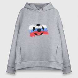 Толстовка оверсайз женская Футбол - Россия, цвет: меланж