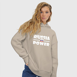 Толстовка оверсайз женская Russia Is Power, цвет: миндальный — фото 2