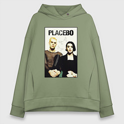 Толстовка оверсайз женская Placebo рок-группа, цвет: авокадо