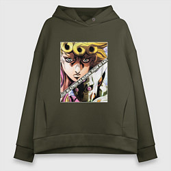 Толстовка оверсайз женская Джорно Джованна из ДжоДжо, цвет: хаки