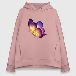 Толстовка оверсайз женская Красивая бабочка A very beautiful butterfly, цвет: пыльно-розовый