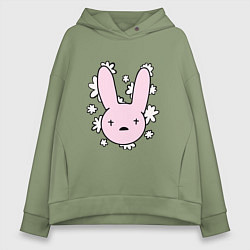 Толстовка оверсайз женская Bad Bunny Floral Bunny, цвет: авокадо