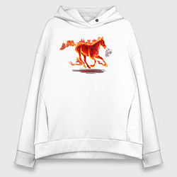 Толстовка оверсайз женская Fire horse огненная лошадь, цвет: белый