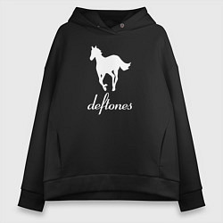 Толстовка оверсайз женская Deftones лошадь, цвет: черный