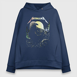 Толстовка оверсайз женская Metallica Raven & Skull, цвет: тёмно-синий