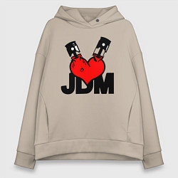 Толстовка оверсайз женская JDM Heart Piston Japan, цвет: миндальный
