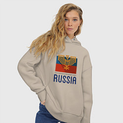 Толстовка оверсайз женская Russia - Союз, цвет: миндальный — фото 2