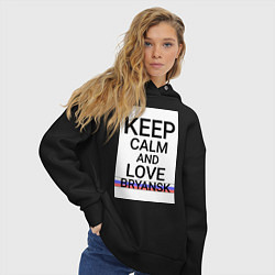 Толстовка оверсайз женская Keep calm Bryansk Брянск ID244, цвет: черный — фото 2