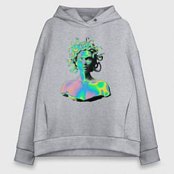 Толстовка оверсайз женская Gorgon Medusa Vaporwave Neon, цвет: меланж