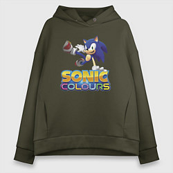 Толстовка оверсайз женская Sonic Colours Hedgehog Video game, цвет: хаки