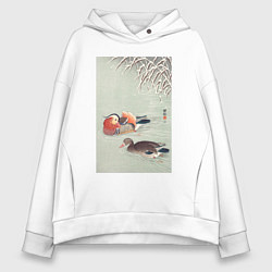 Толстовка оверсайз женская Mandarin Ducks, цвет: белый
