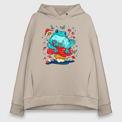 Женское худи оверсайз Лягушка в мухоморах