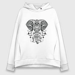 Женское худи оверсайз Слон в стиле Мандала Mandala Elephant Be Strong