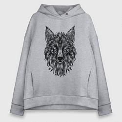 Женское худи оверсайз TRIBAL MANDALA FOX ПЛЕМЕННАЯ ЛИСА МАНДАЛА