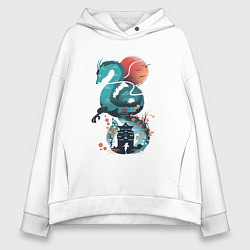 Толстовка оверсайз женская История Тихоро и Хаку, цвет: белый