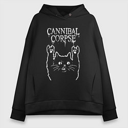 Женское худи оверсайз Cannibal Corpse Рок кот