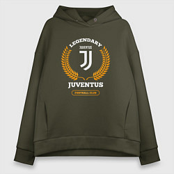 Толстовка оверсайз женская Лого Juventus и надпись Legendary Football Club, цвет: хаки