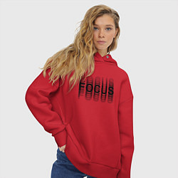 Толстовка оверсайз женская FOCUS: BLACK, цвет: красный — фото 2