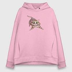 Толстовка оверсайз женская Забавный удивленный кот, цвет: светло-розовый