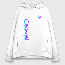 Толстовка оверсайз женская Chaoseum Neon logo, цвет: белый