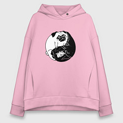 Толстовка оверсайз женская Собачий Инь Янь, цвет: светло-розовый