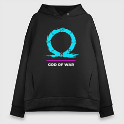 Толстовка оверсайз женская Символ God of War в неоновых цветах, цвет: черный
