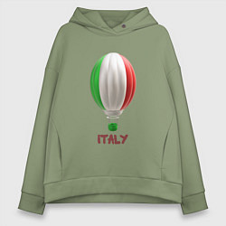 Толстовка оверсайз женская 3d aerostat Italy flag, цвет: авокадо