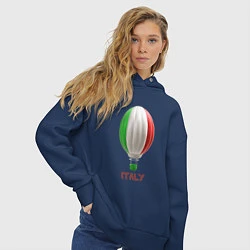 Толстовка оверсайз женская 3d aerostat Italy flag, цвет: тёмно-синий — фото 2