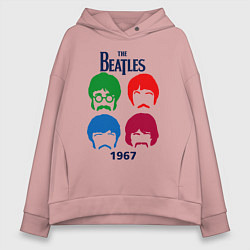 Толстовка оверсайз женская The Beatles образы группы, цвет: пыльно-розовый