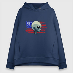 Толстовка оверсайз женская USA Alien, цвет: тёмно-синий