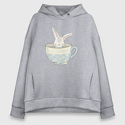 Толстовка оверсайз женская Кролик в чашке, цвет: меланж