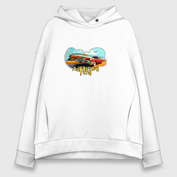 Толстовка оверсайз женская Adventure time ретро авто, цвет: белый