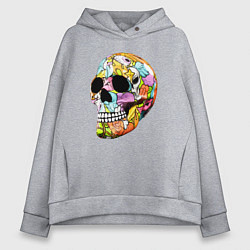 Толстовка оверсайз женская Art cool skull, цвет: меланж