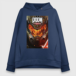 Толстовка оверсайз женская Doom eternal - poster, цвет: тёмно-синий