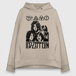 Толстовка оверсайз женская Led Zeppelin Black, цвет: миндальный