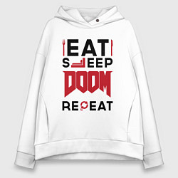 Женское худи оверсайз Надпись: Eat Sleep Doom Repeat
