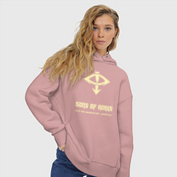 Толстовка оверсайз женская Сыны Хоруса винтаж лого, цвет: пыльно-розовый — фото 2