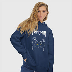 Толстовка оверсайз женская Manowar rock cat, цвет: тёмно-синий — фото 2