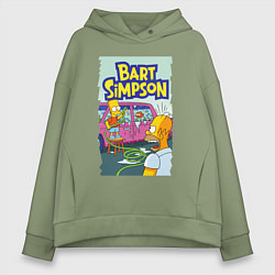 Женское худи оверсайз Барт Симпсон устроил из автомобиля аквариум