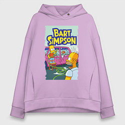 Толстовка оверсайз женская Барт Симпсон устроил из автомобиля аквариум, цвет: лаванда