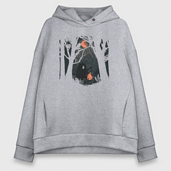 Толстовка оверсайз женская Оранжевая луна и песни под гитару, цвет: меланж