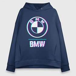 Женское худи оверсайз Значок BMW в стиле glitch