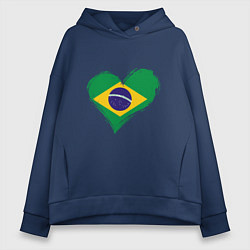 Толстовка оверсайз женская Сердце - Бразилия, цвет: тёмно-синий