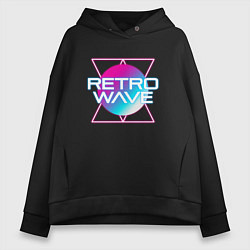 Толстовка оверсайз женская Retrowave Neon, цвет: черный