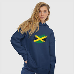 Толстовка оверсайз женская Jamaica Flag, цвет: тёмно-синий — фото 2