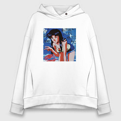 Толстовка оверсайз женская Евангелион фотография Мисато, цвет: белый