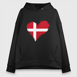 Толстовка оверсайз женская Сердце - Дания, цвет: черный