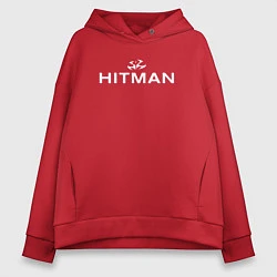 Толстовка оверсайз женская Hitman - лого, цвет: красный
